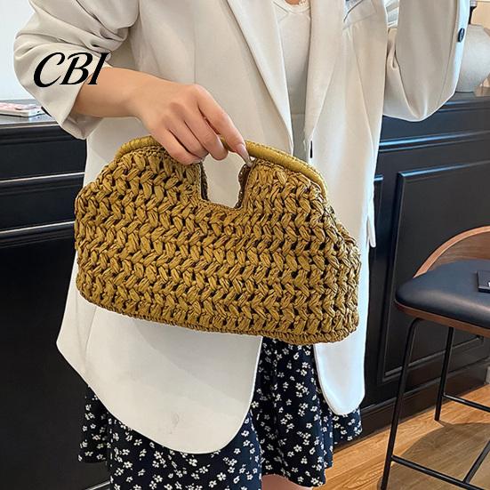 Trendy Straw Handbag Large Clutch Bag, Woven Women Handbag, Compact Everyday Top Handle Satchel Purse for Summer Beach Vacation