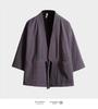Men's Chinese-Style Trench Coat with Tie-Waist, Cape Design, Seven-Sleeve Dao Robe, and Embroidered Hanfu Details.