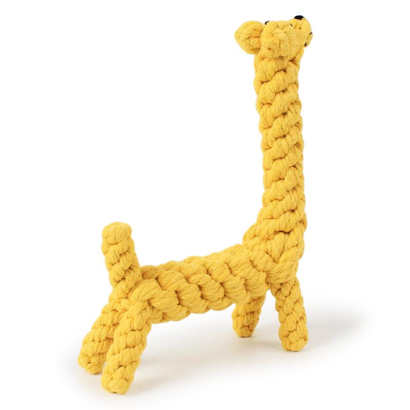 Pippi Tao Shaped Cotton Rope - Woven Giraffe, Grinding Teeth Resistant Multi-Strand Knot Pet Toy