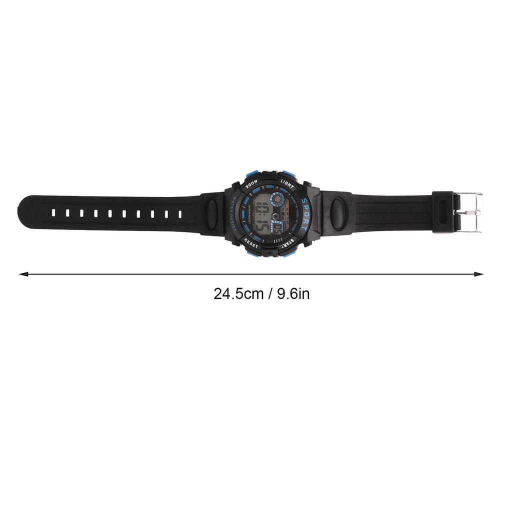 Men's Multifunction Digital Sports Watch, 50M Water Resistant, with Luminous Alarm, for Swimming and Running (Black and Blue)