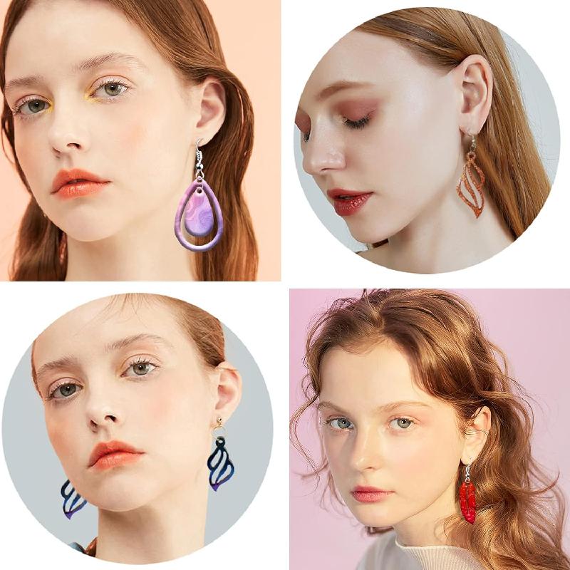 Earring Silicone Molds Kit, Silicone Molds for Resin Jewelry Casting Molds with Earring Hooks for DIY Unique Earrings Molds