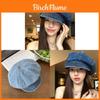 Classic Denim Newsboy Cap With Breathable Cotton For Casual And Office Wear