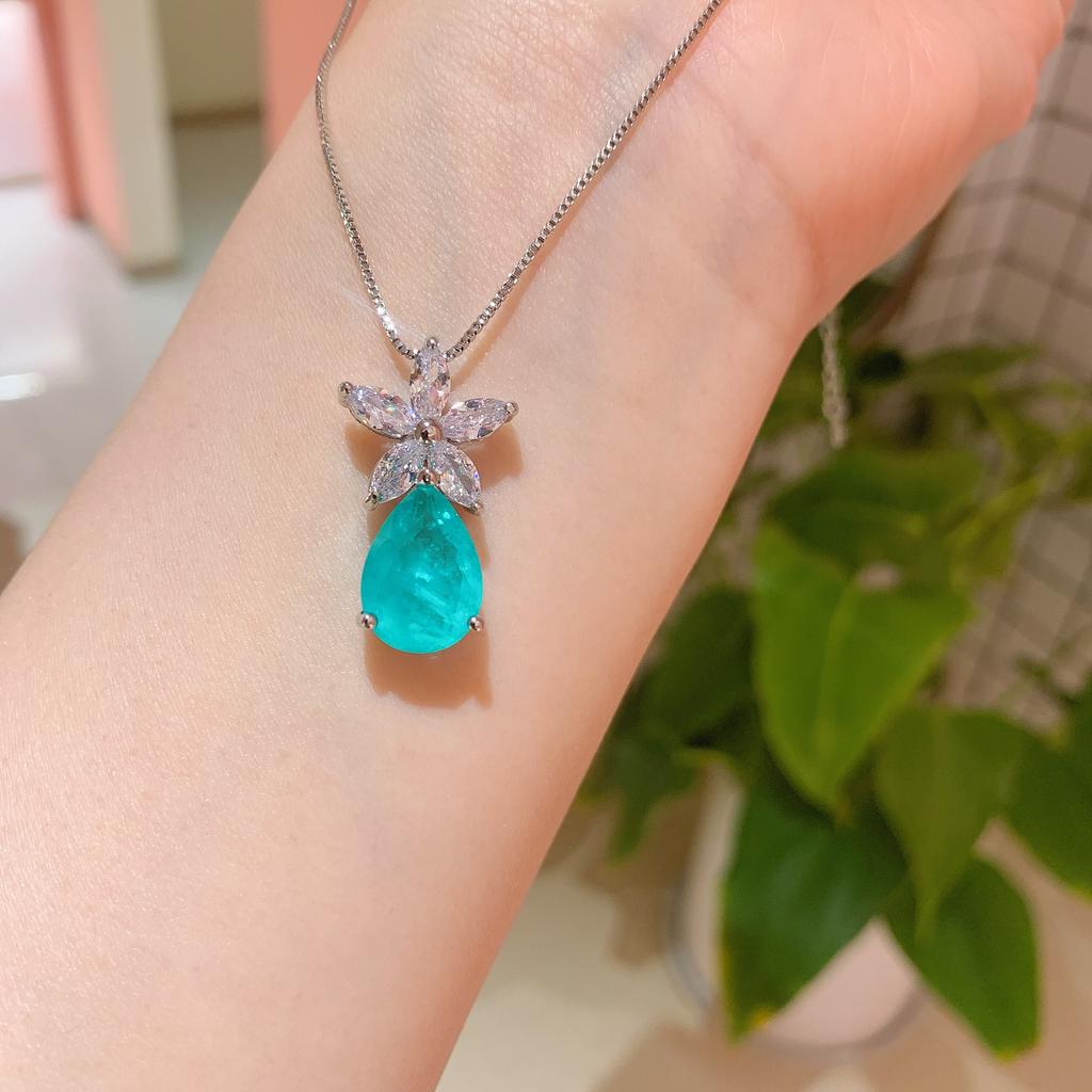 Huamei Jewelry Set Ruby Pendant Pigeon Blood Earrings Paraiba Necklace Emerald