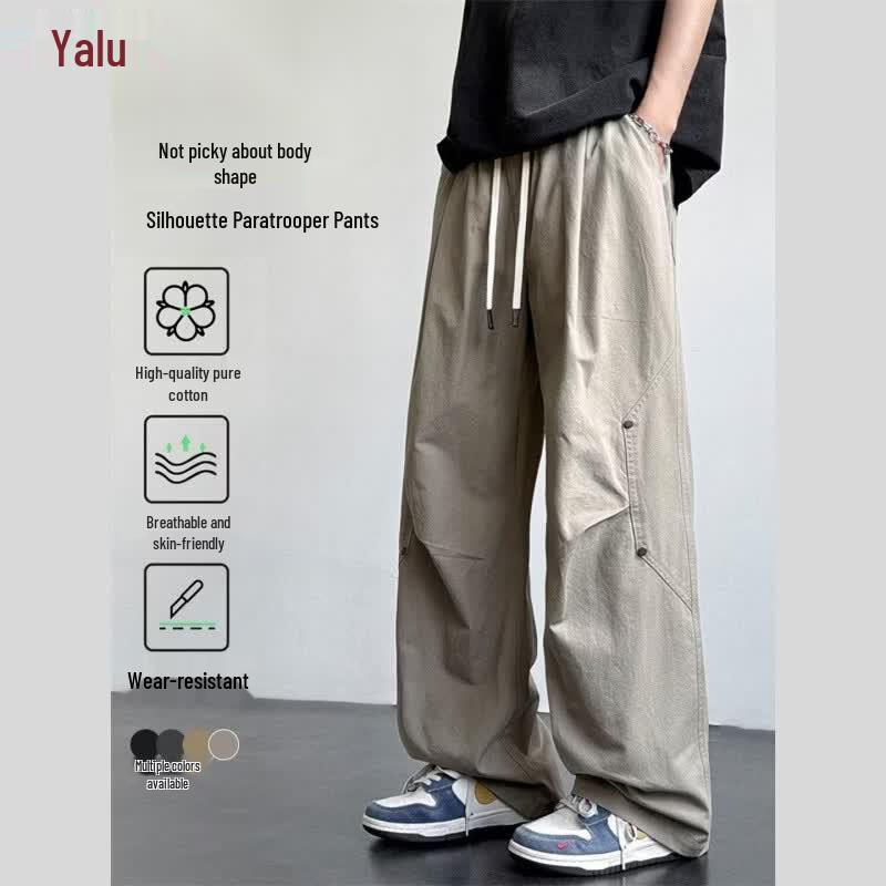 Yalook Men's American Patchwork Cotton Cargo Pants