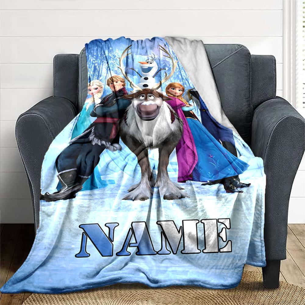 Customiz Name Personality Elsa Frozen Blanket Soft &Warm Sofa Office Bed Travel Lunch Break Blanket, Gift Suitable All Seasons