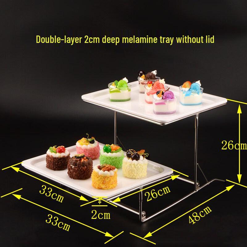 Aokewen Double-Layer Melamine Plate Buffet Display Stand