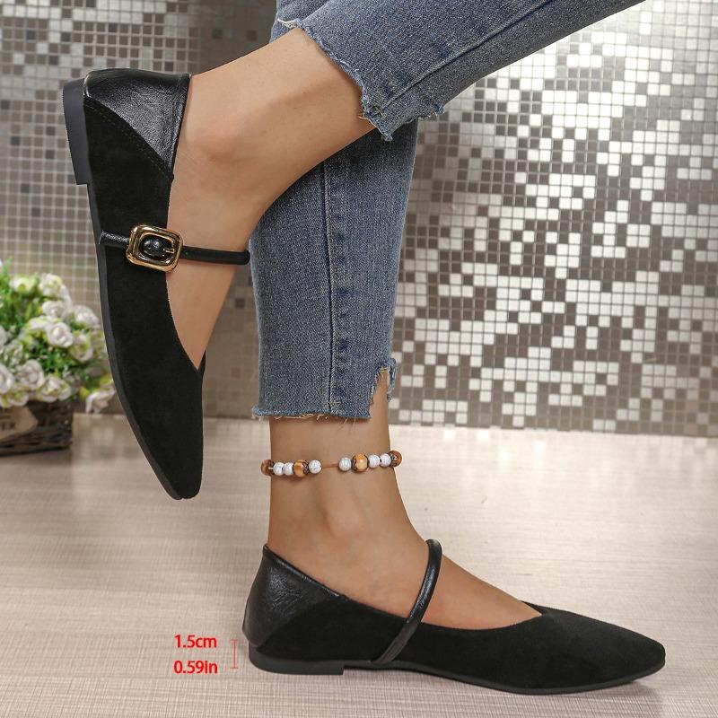 Women's Leopard Mary Jane Shoes Fall New Flat Plus Size One Line Two Wear Pumps Pointed Shoes