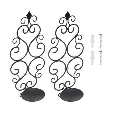 2 Pcs Candle Holder Exquisite Classical Style Black Iron Wall Mounted Candlestick for Living Rooms