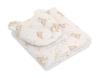 Teddy Bear Duvet with Filling and Contoured Pillow - 2-piece Set - Beige Teddy Bear with Rainbow