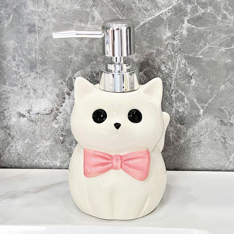 370ml Cat ceramic hand sanitizer bottle press lotion shampoo conditioner shower gel sub bottled bathroom accessories  dispenser
