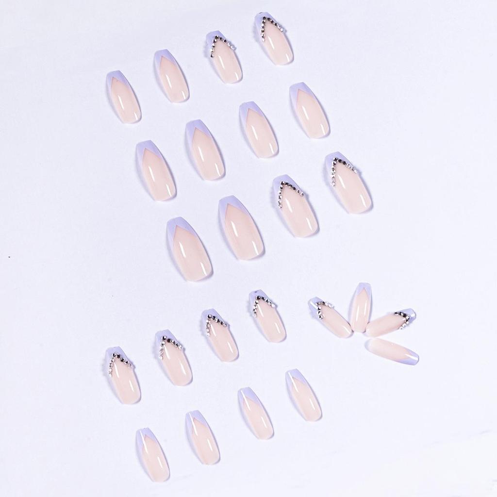 Light Purple Full-Diamond Ballet Nail Art Stickers - Removable False Nails