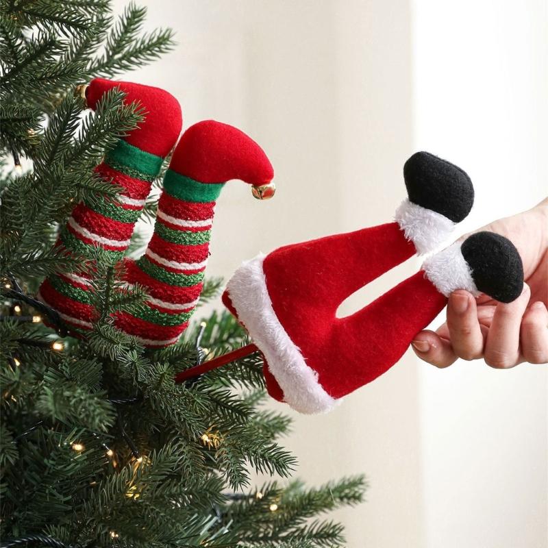 Festival Fabric Leg Ornament Christmas Tree Top Decorations For Holiday Party Floral Arrangements Outdoor Garden Display