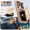 With Card Holder Sliding Camera Cover And Stand For Samsung Galaxy S25 Ultra Phone Case, Anti-Fall PC+TPU Wallet Case-Champagne