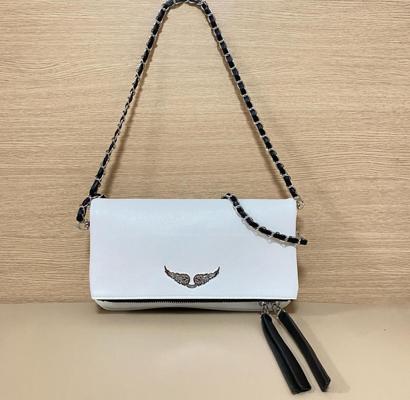 Simple Solid Color Gold Wing Decoration Women Casual Shoulder Bag Tassels With