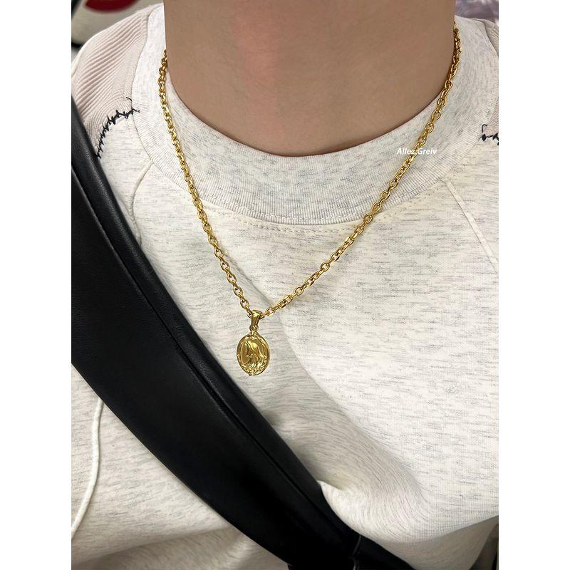 Titanium Steel Necklace Men's Fashionable Colorfast Mermaid Stylish Easiest for Match Niche Style Ins Fashion Street Cool Fancy