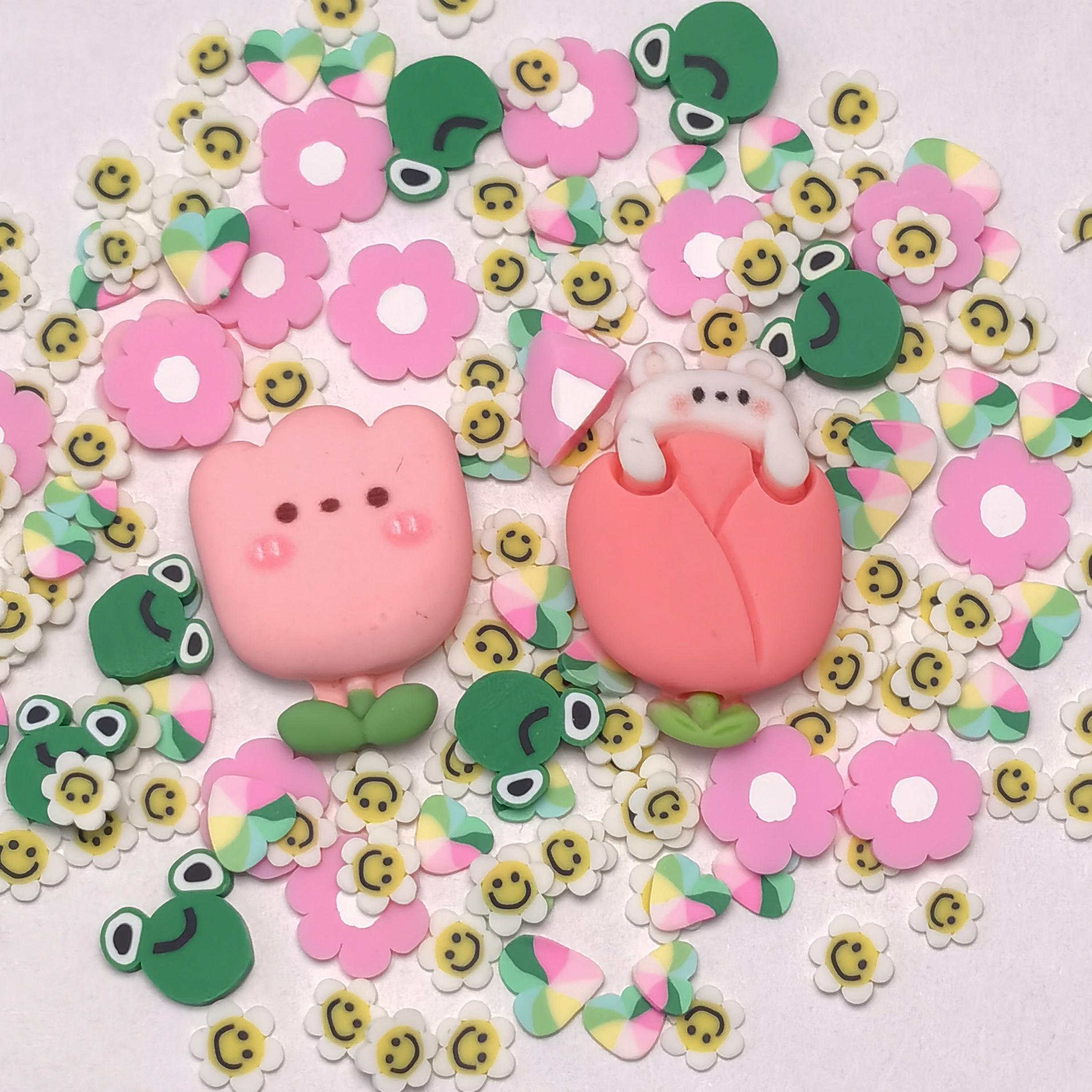 1kg Beautiful Flowers Miniature Kids Soft Clay Pieces Slime Fillers DIY Crafts Children Art Projects 1000g/bag