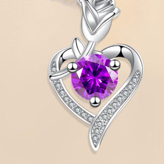 Yousheng 1 Pair Hoop Earrings Shining Cubic Zirconia Geometric High-end Pendant Dress Up Hypoallergenic Rose Flower Heart Dangle Earrings Fashion