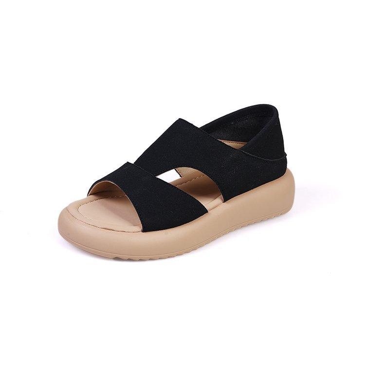 Summer 2025 Open-toed Soft Leather Sandals Comfortable Fashion Retro Versatile Flat Non-slip Fashion Casual Shoes Single Shoes