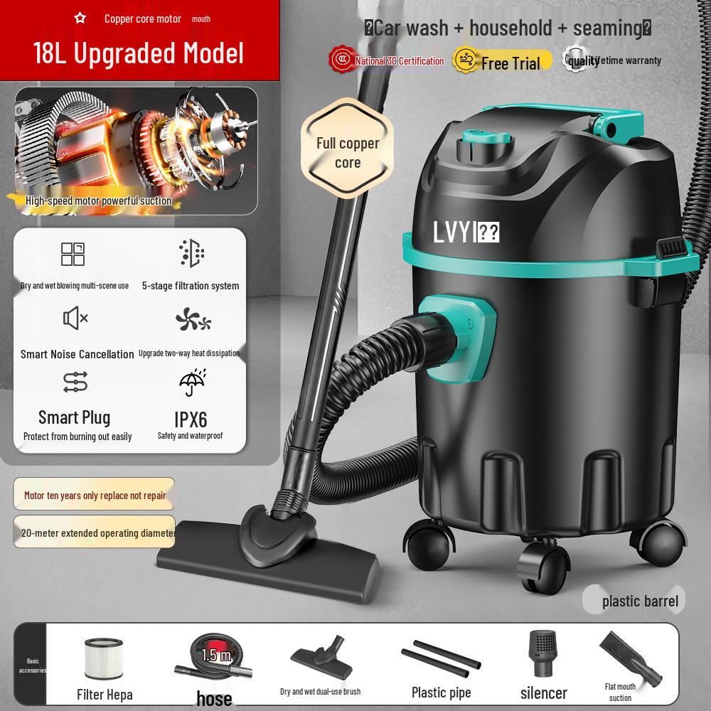 High-Power Industrial Vacuum Cleaner - Large Suction for Home, Auto, Carpet, and Seam Cleaning