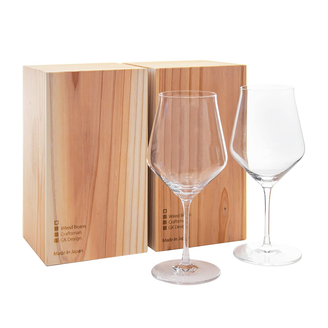 

Wired Beans Eternal Bordeaux Set of 510ml Wine in a Japanese Cedar Box Glasses, K, 2, Glasses,