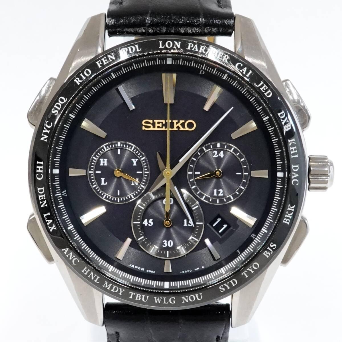 Used SEIKO Brightz Flight Expert Men s Solar Radio Watch Titanium 8B92-0AP0