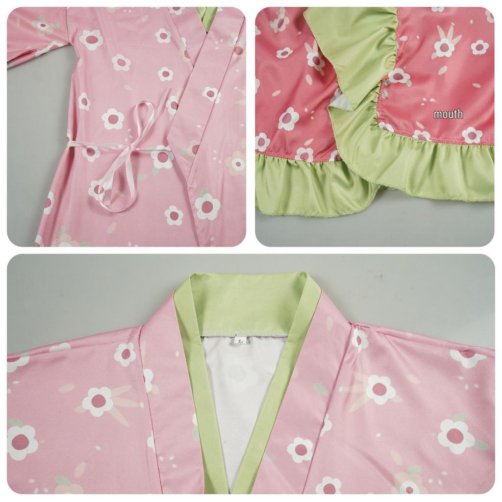 Nezuko Kamado Pink Kimono Cosplay Costume for Halloween