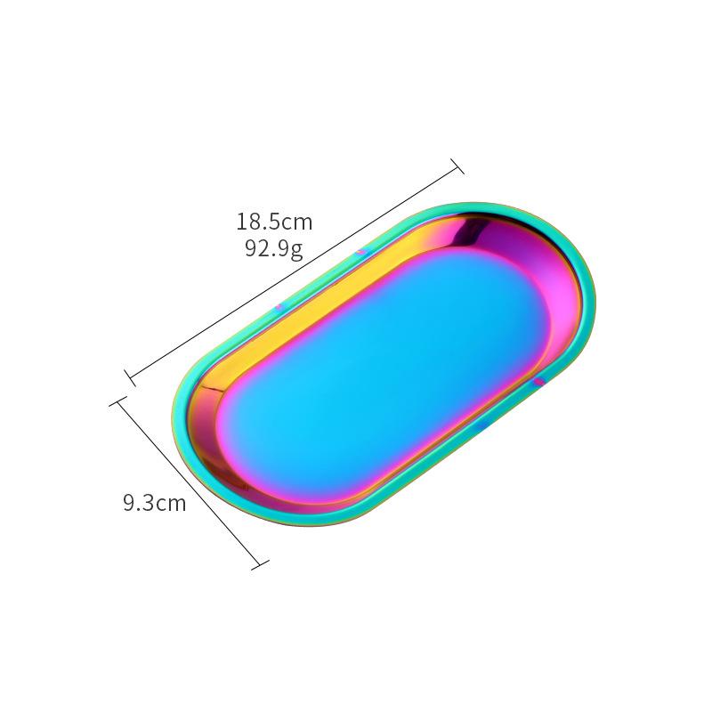 Stainless steel square steel plate, hotel restaurant, Dim sum plate, jewelry plate, ellipse, multi-purpose storage plate, towel plate