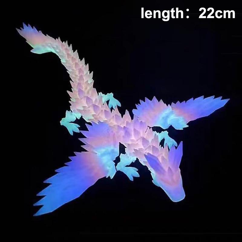 3D Printed Dragon Colorful Gem Dragon Figurines Movable Joint Rotatable Articulated Dragon Crafts Desktop Western Action Figure