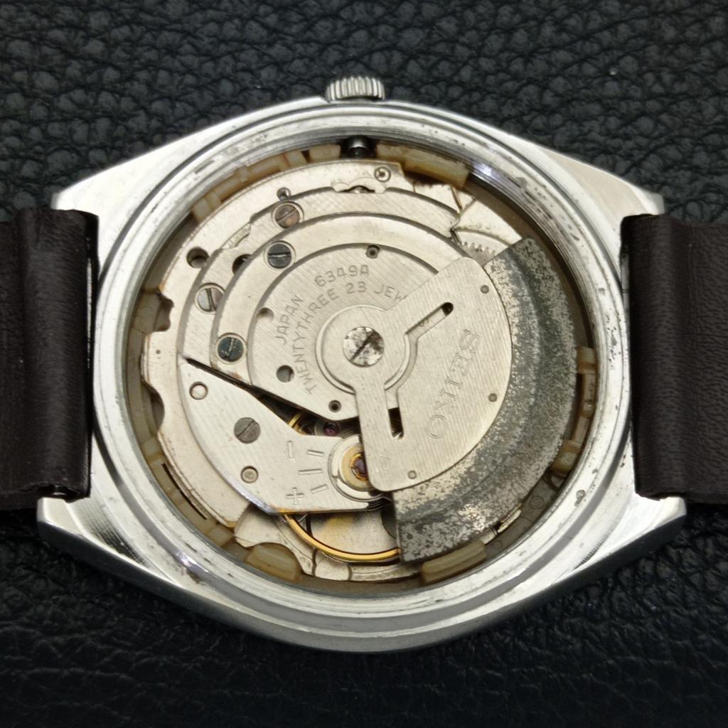 AUTOMATIC VINTAGE SEIKO 5 JAPAN 6349A MENS ORANGE COLOR DIAL WATCH a701293-5 R206a-a701293