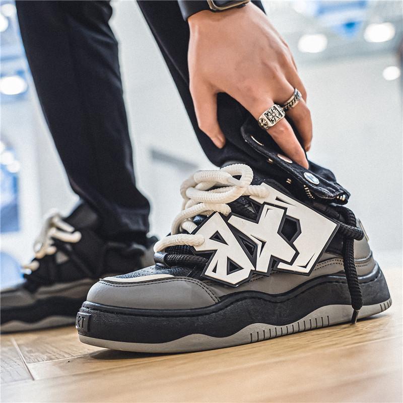 Luxusní boty pro muže Nové robustní vulkanizované punkové boty Tenisky Muži Dobrá kvalita Street Style Sportovní Tenisky na běhání Muži Board