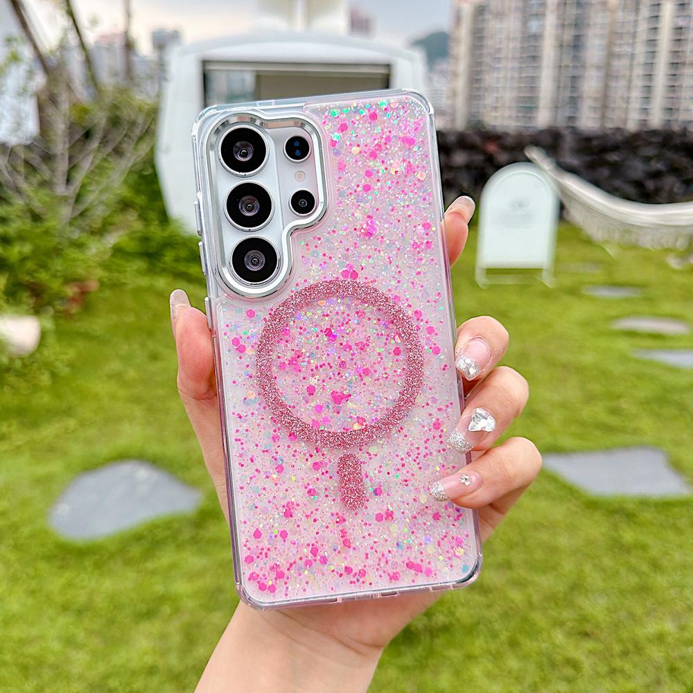KEYSION Luxuxy Glitter Magnetic Phone Case for MagSafe for Samsung Galaxy S23 S24 S25 S26 Ultra 5G S26+ S25 Plus TPU+PC Shockproof Cover