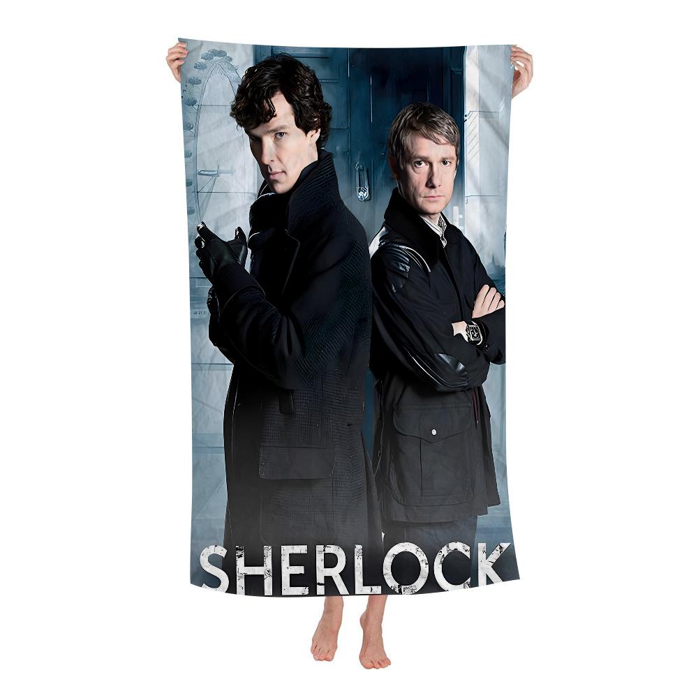 

Classic Movie Sherlock Beach Towel Cartoon Cute Summer Kids Bath Pool Beach Towel Microfiber Absorbent for Swimming Travel W40*H60(CM)