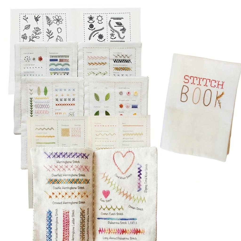 DIY Book Embroidery, Embroidery Book Kit, Sewing Patterns Guide With 86+ Patterns, 86 Unique Stitches, Tools Set,