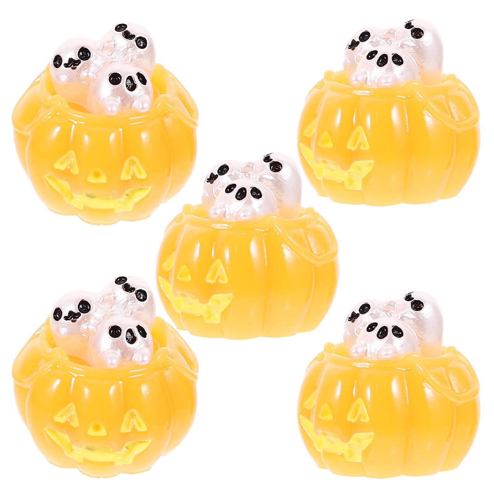 

5pcs Pumpkin Skull Figurines Mini Halloween Decorations Resin Miniatures For Home Party Desktop Scene Layout Props Candy Bag 3X2X2CM