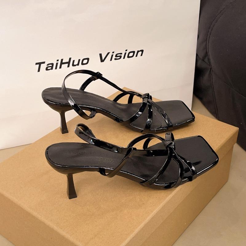 Women Sandals 2026 Summer Square Toe High Heeled Sandals Fashion Open Toe Dress Shoes  Evening Party Pumps Sandalias De Mujer