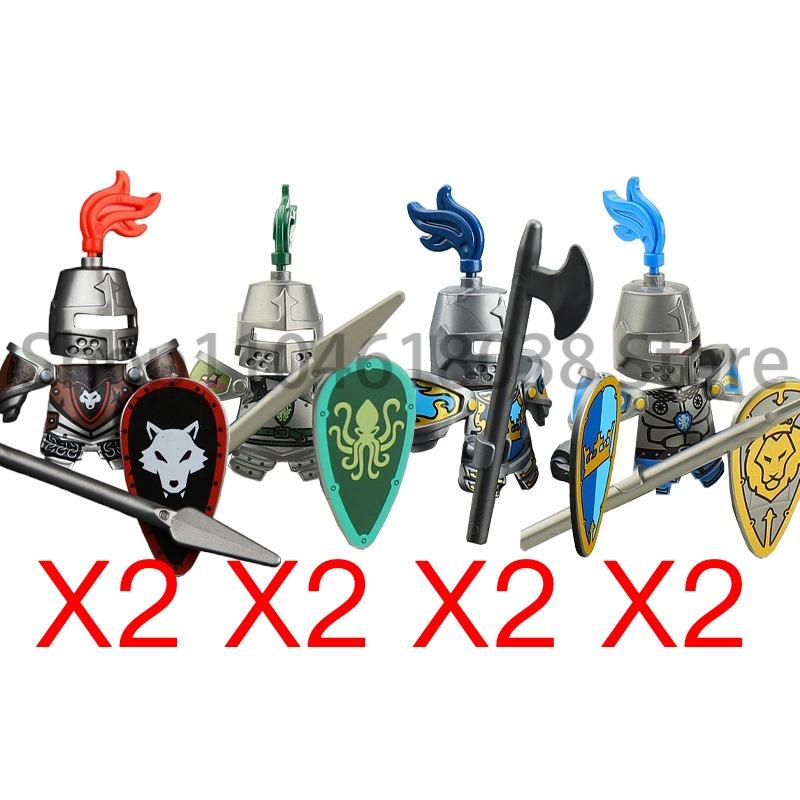 Medieval Military Figures Octopus Sea Demon Knights Building Blocks Weapons Accessories Sword Temple Spear Shield MOC MINiBricks