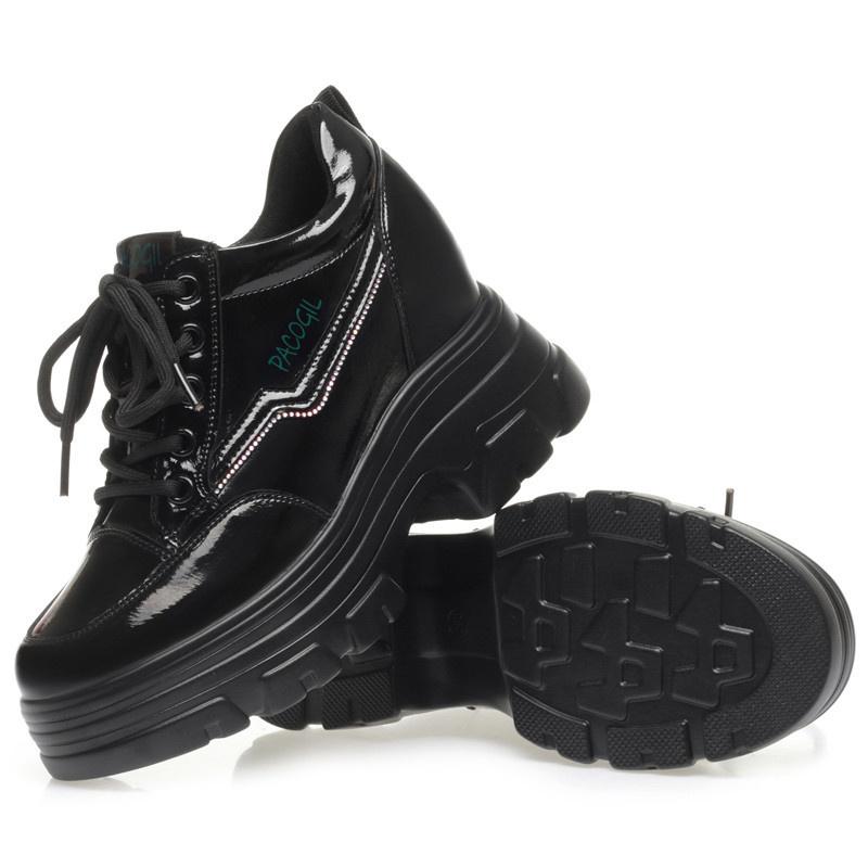 

Fashion Spring Autumn Women s Fashion Platform Casual Sneakers Round Toe Black Flat British Style Patent Leather Comfort Shoes 35