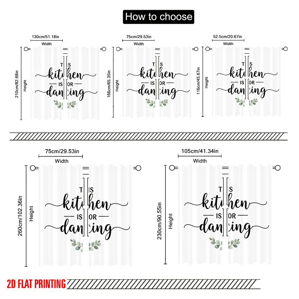 2pcs 2D flat printing Party Curtain Kitchen Dancing Eucalyptus Polyester Without Electricity Family Party Perfect for Outdoor