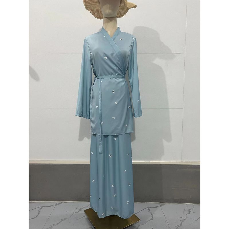 

Western Style Print Satin Top Skirt sets Printed Satin Top and Skirt Set Picture Color S