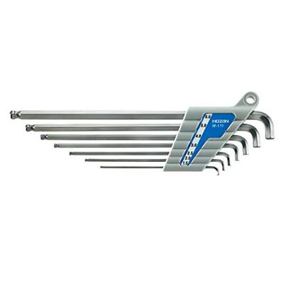 Ball Point Wrench Set, 7-Piece Set, Short Neck Hex Keys, 1.5/2/2.5/3/4/5/6mm Flat Sizes, W-111