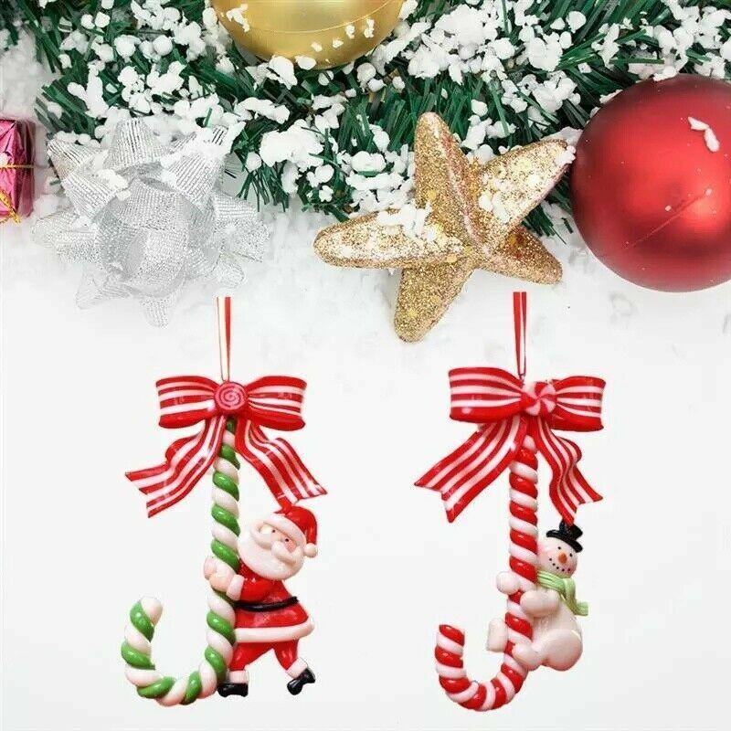 3 pezzi di ornamenti da appendere per bastoncini di zucchero di Capodanno con decorazioni per albero di Natale di Babbo Natale con pupazzo di neve per l'albero di Natale della festa del festival