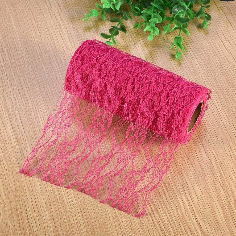 10 Yard   Wedding Party Decoration Table Runner Chair Sash Floral Lace Tulle Roll (Red)