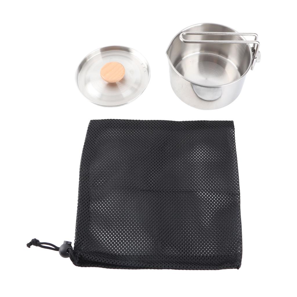 304 Edelstahl Campingtopf Tragbarer Faltbarer Outdoor Campingtopf mit Deckel für Picknick