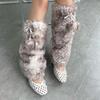 Spotted Fuzzy Leg Warmers Cute Deer Hood with Lace Women Fluffy Boot