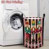 1pc, Christmas Laundry Basket, 2D Flat Printing Foldable Storage Box with Christmas Text, Foldable Clothes Basket, Suitable for Clothes And Holiday De