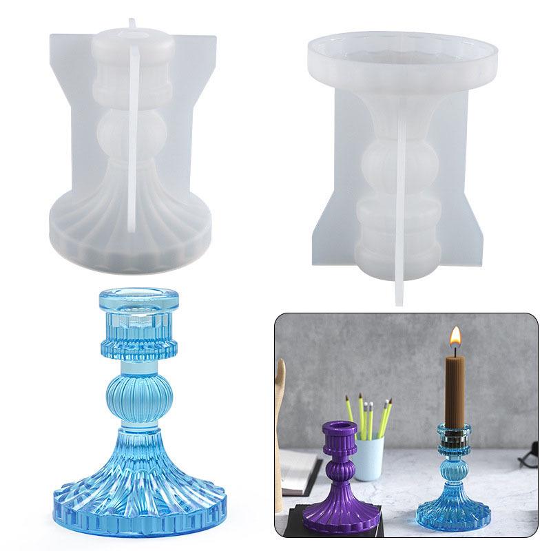 3D Striped Pillar Candle Holder Silicone Mold - Poppy DIY Crystal Resin Ornament