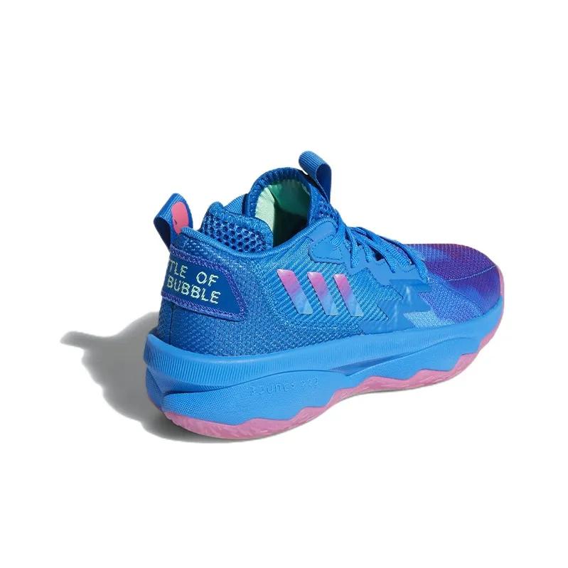 Adidas D Lillard 8 Slip Resistant, Abrasion Resistant, Breathable Mid Top Children's Basketball Shoes Blue Sneakers GY2916