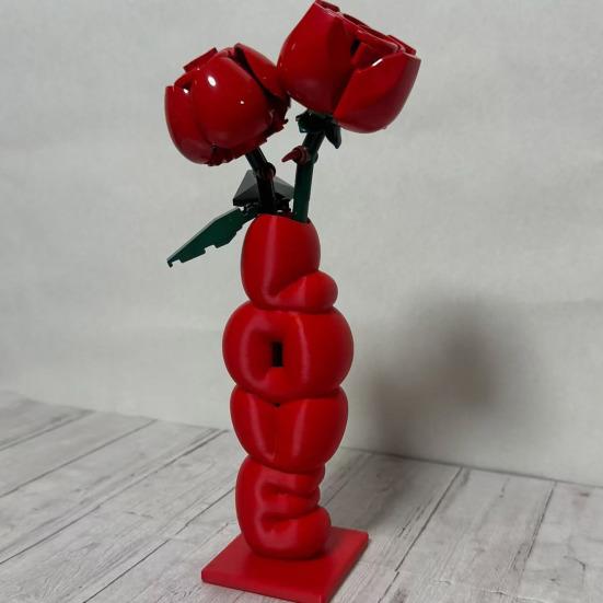 Decorative Flower Vase, Love Shape Design Letter Stacking Vase, 3D Printed Smooth Surface Ornament for Valentine Day Birthday Gifts Home Decor