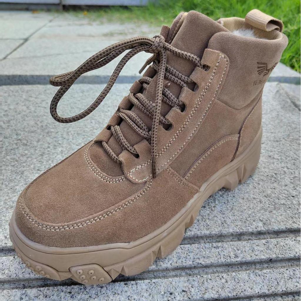 Men's Winter Non-Slip Fur Snow Boots - High-Top Wool and Velvet Outdoor Ice Fishing Shoes