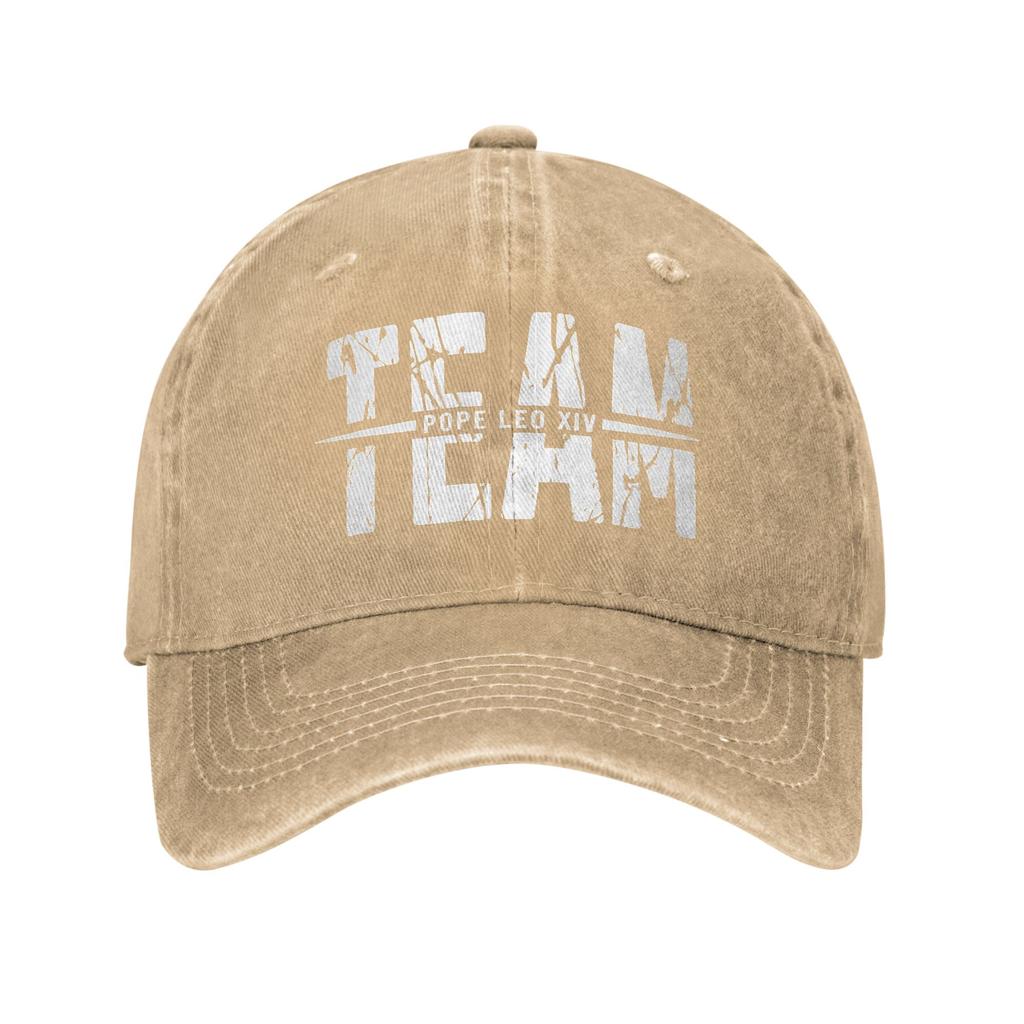 Soft Team Pope Leo XIV Baseball Caps Unisex Women Distressed Denim Washed Sun Cap Cardinal Robert Prevost Outdoor Adjustable Hat